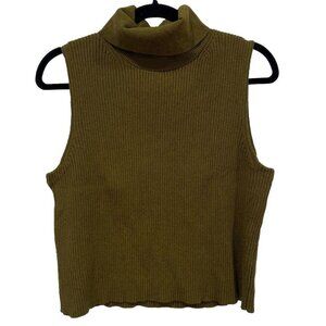NWT J Crew Ribbed mockneck sweater tank Green‎ Sleeveless Size Medium M